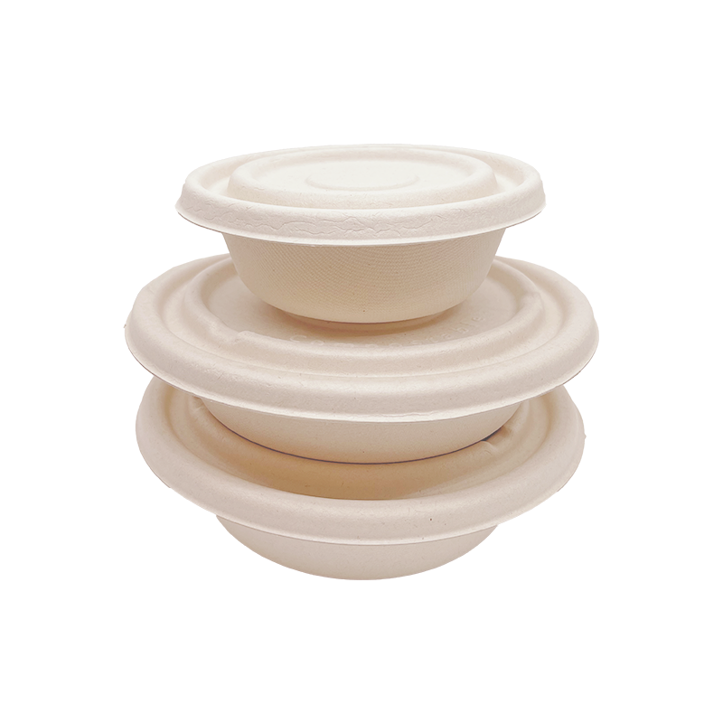 32OZ(D215MM) 100% COMPOSTABLE Bagasse Molded Fiber Round Container Lid - 400 Pieces/Case