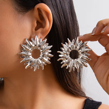 Load image into Gallery viewer, New Fashionable Metallic Hollow Sunflower Earrings with Exaggerated Irregular Earrings