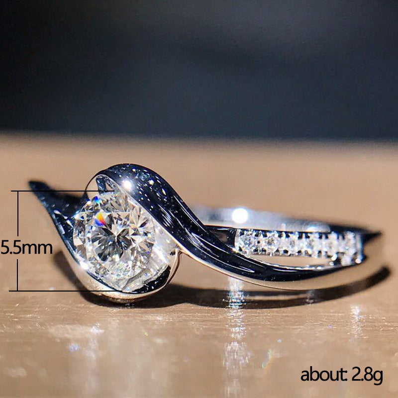 Creative Twisted Arm Eight Heart Eight Arrow Zircon Ring for Women's Engagement Ring