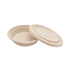 Load image into Gallery viewer, 32OZ(D215MM) 100% COMPOSTABLE Bagasse Molded Fiber Round Container Lid - 400 Pieces/Case