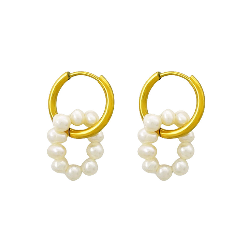 Retro French Light Luxury Palace Style Detachable Freshwater Pearl Earrings for Women, Versatile and High Grade Earrings