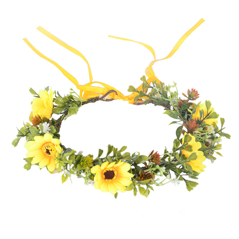 Forest Women's Wreath Headwear Sunflower Plant Hair Strap Children's Scenic Area Simulated Flower Hair Accessories Women