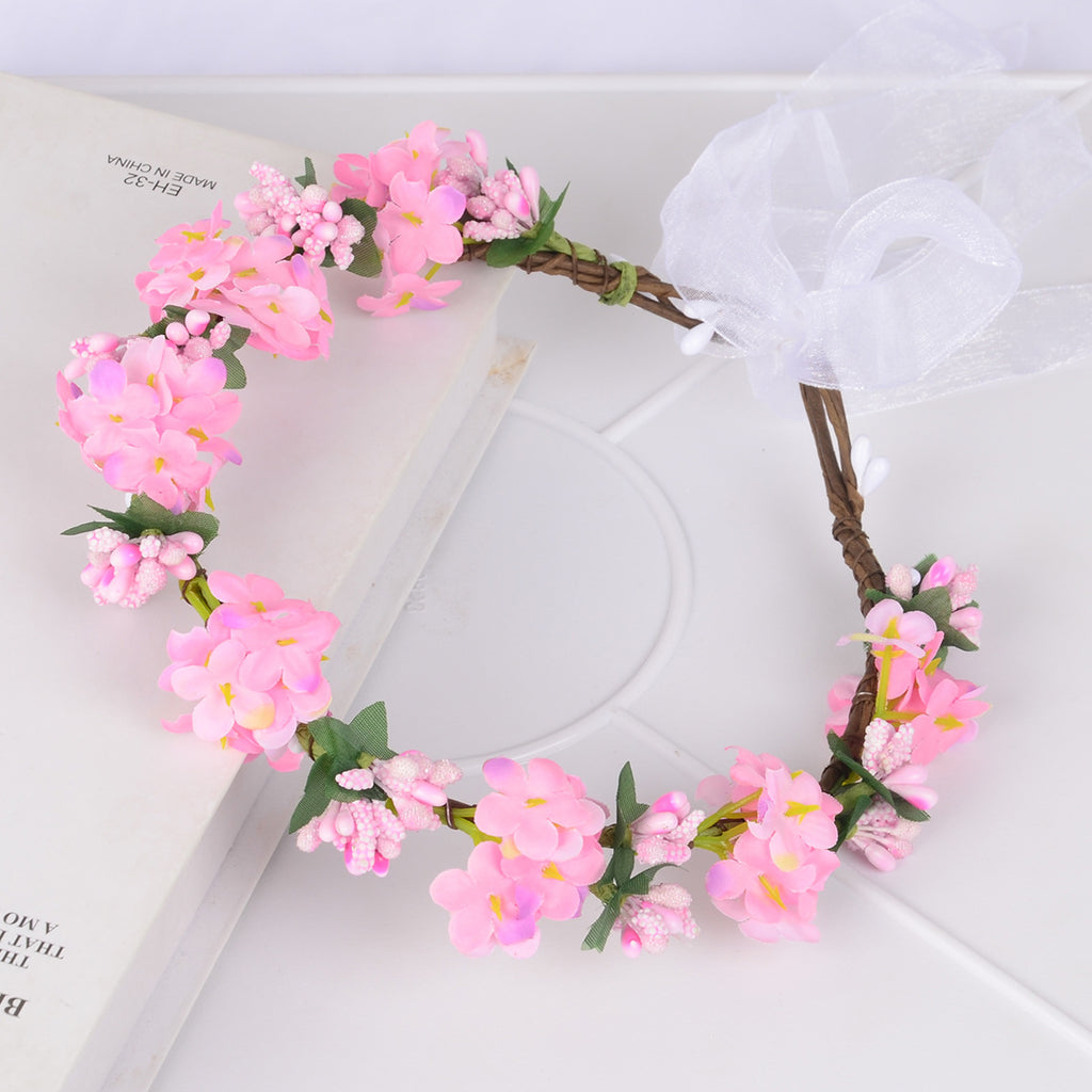 Hawaiian flower garland headband, bride's wedding headdress, bridesmaid's photo, simulated flower wreath, mini flower