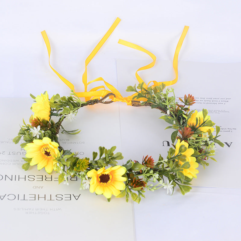 Forest Women's Wreath Headwear Sunflower Plant Hair Strap Children's Scenic Area Simulated Flower Hair Accessories Women