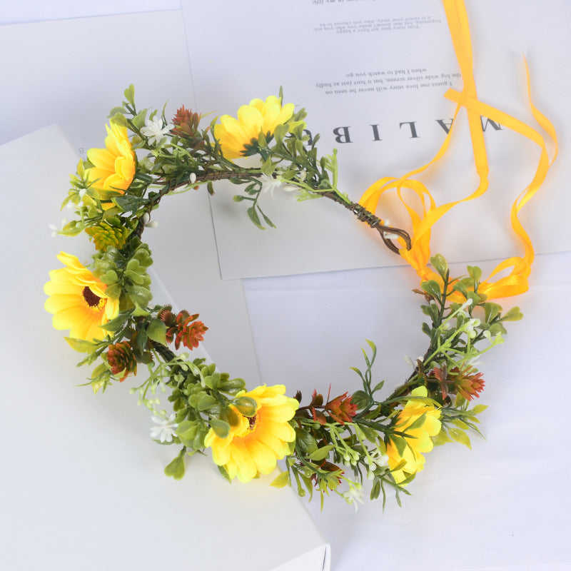 Forest Women's Wreath Headwear Sunflower Plant Hair Strap Children's Scenic Area Simulated Flower Hair Accessories Women