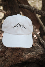 Load image into Gallery viewer, Mountain Line Art Embroidered Baseball Cap | Hiking Hats | Outdoorsy Hats | Embroidered Dad Hats | Nature Hat | Outdoorsy Gifts