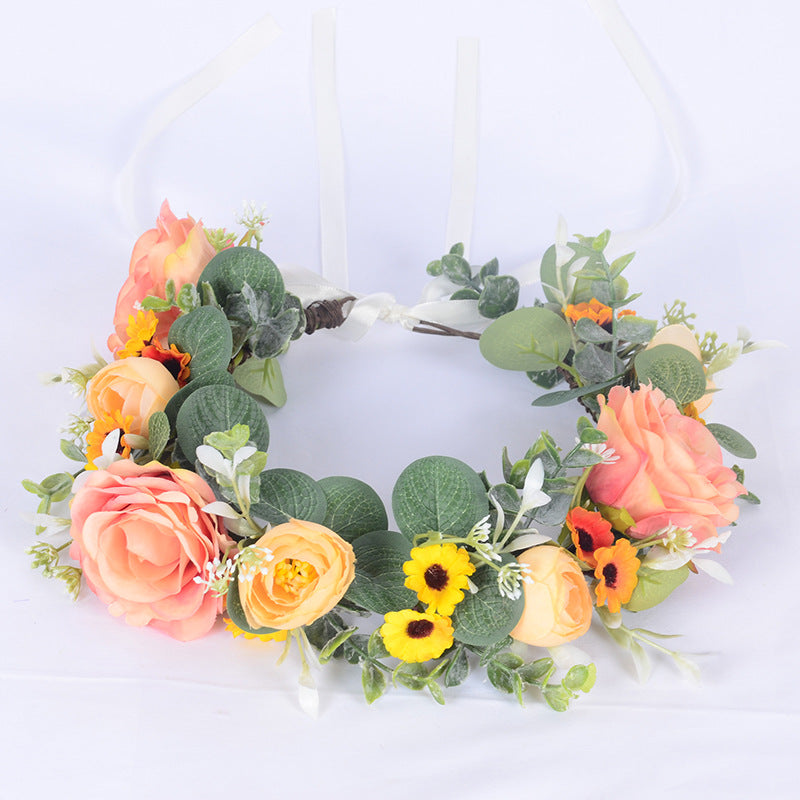 Vintage flower crown handmade simulation flower head accessory bride's photo flower crown headpiece