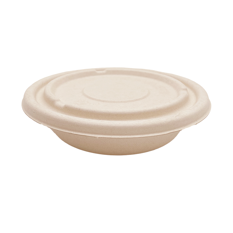 32OZ(D215MM) 100% COMPOSTABLE Bagasse Molded Fiber Round Container Lid - 400 Pieces/Case