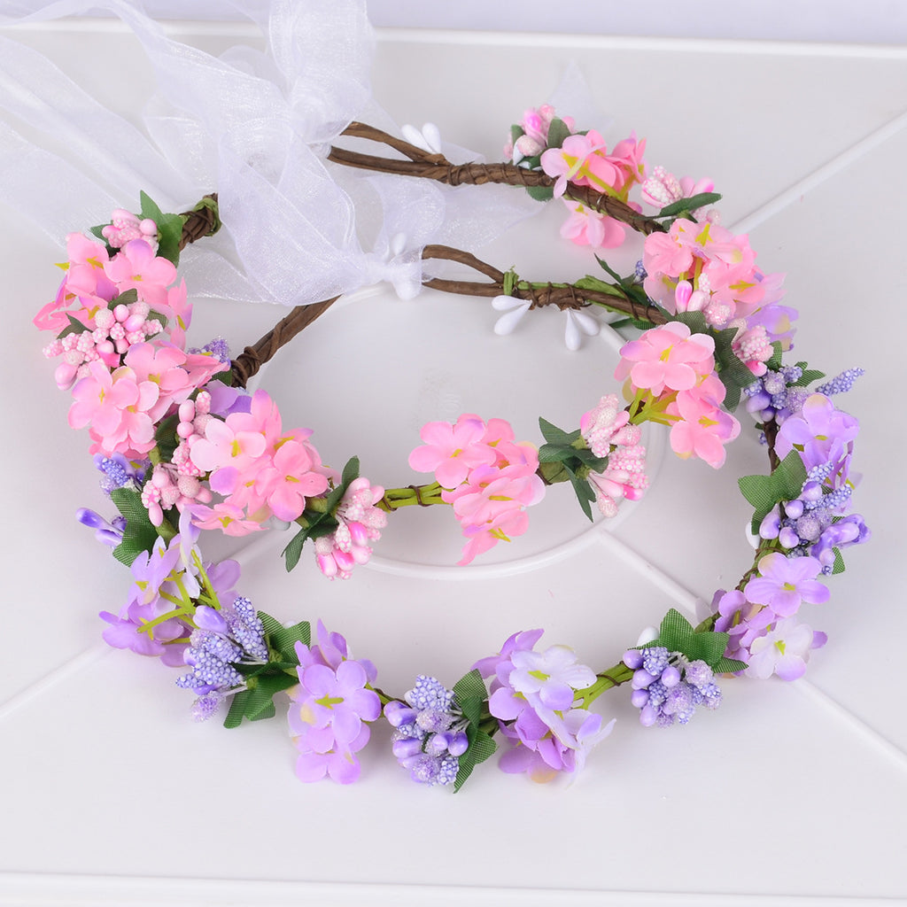 Hawaiian flower garland headband, bride's wedding headdress, bridesmaid's photo, simulated flower wreath, mini flower