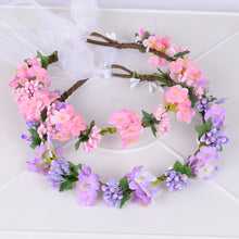 Load image into Gallery viewer, Hawaiian flower garland headband, bride&#39;s wedding headdress, bridesmaid&#39;s photo, simulated flower wreath, mini flower