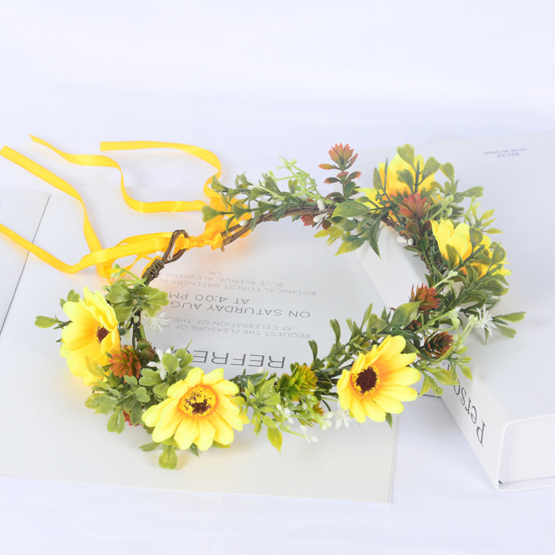 Forest Women's Wreath Headwear Sunflower Plant Hair Strap Children's Scenic Area Simulated Flower Hair Accessories Women