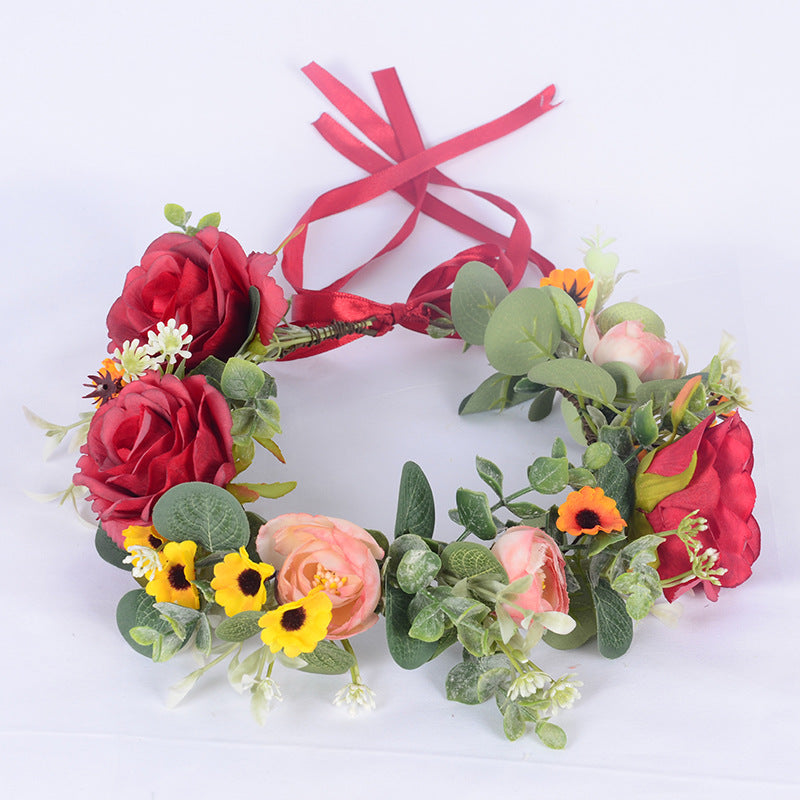 Vintage flower crown handmade simulation flower head accessory bride's photo flower crown headpiece