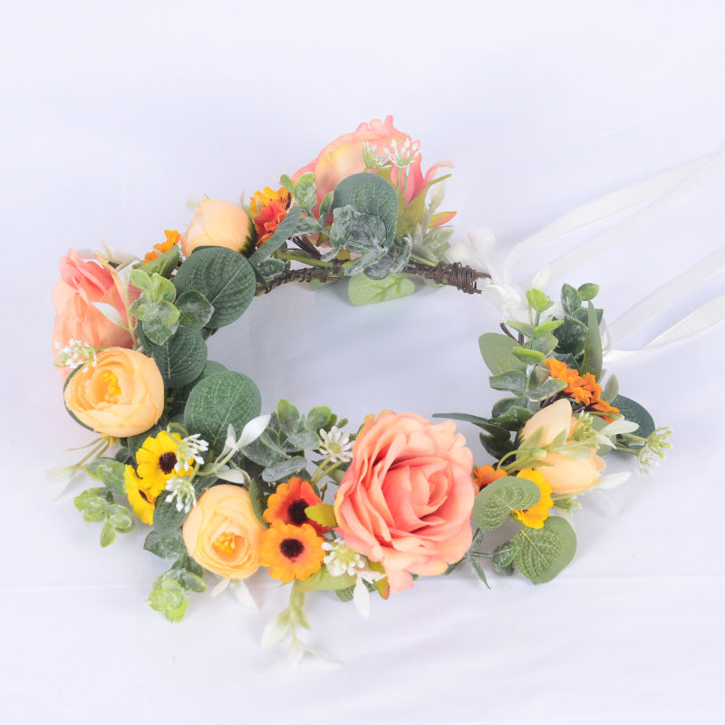 Vintage flower crown handmade simulation flower head accessory bride's photo flower crown headpiece