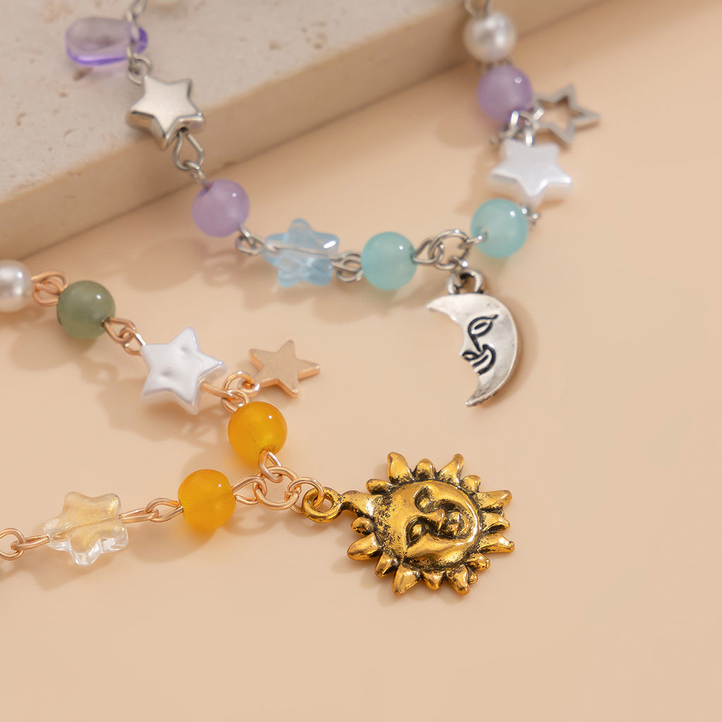 Fashionable and versatile peach heart turquoise bracelet, irregular alloy multi-element shell bracelet