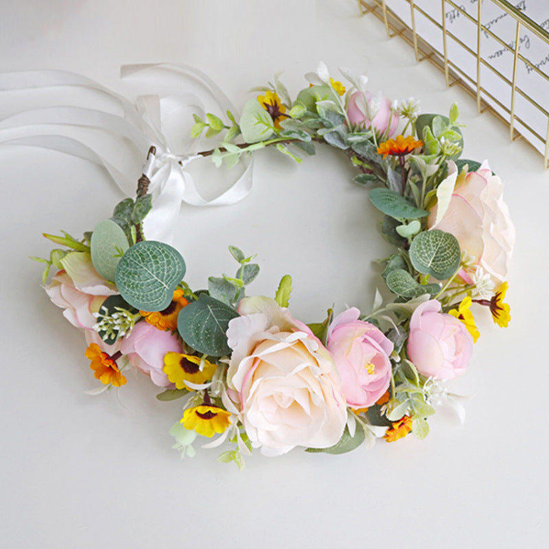 Vintage flower crown handmade simulation flower head accessory bride's photo flower crown headpiece