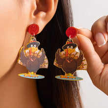 Load image into Gallery viewer, Thanksgiving Turkey Pendant Earrings Female Creative Single sided Acrylic Sparkling Earrings