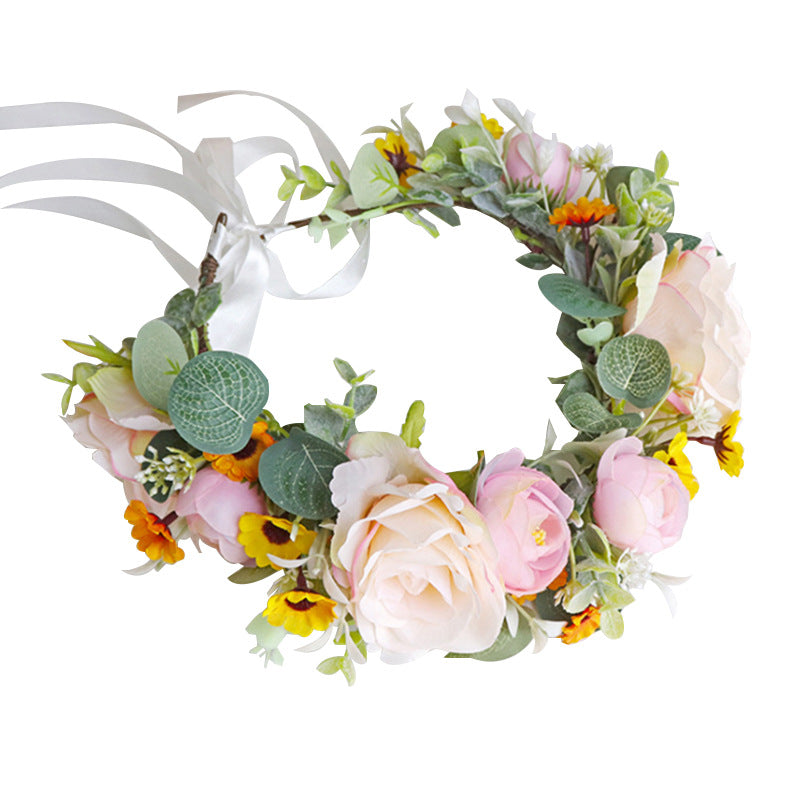 Vintage flower crown handmade simulation flower head accessory bride's photo flower crown headpiece