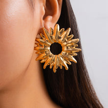 Load image into Gallery viewer, New Fashionable Metallic Hollow Sunflower Earrings with Exaggerated Irregular Earrings