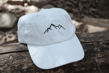 Load image into Gallery viewer, Mountain Line Art Embroidered Baseball Cap | Hiking Hats | Outdoorsy Hats | Embroidered Dad Hats | Nature Hat | Outdoorsy Gifts