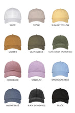 Load image into Gallery viewer, Mountain Line Art Embroidered Baseball Cap | Hiking Hats | Outdoorsy Hats | Embroidered Dad Hats | Nature Hat | Outdoorsy Gifts